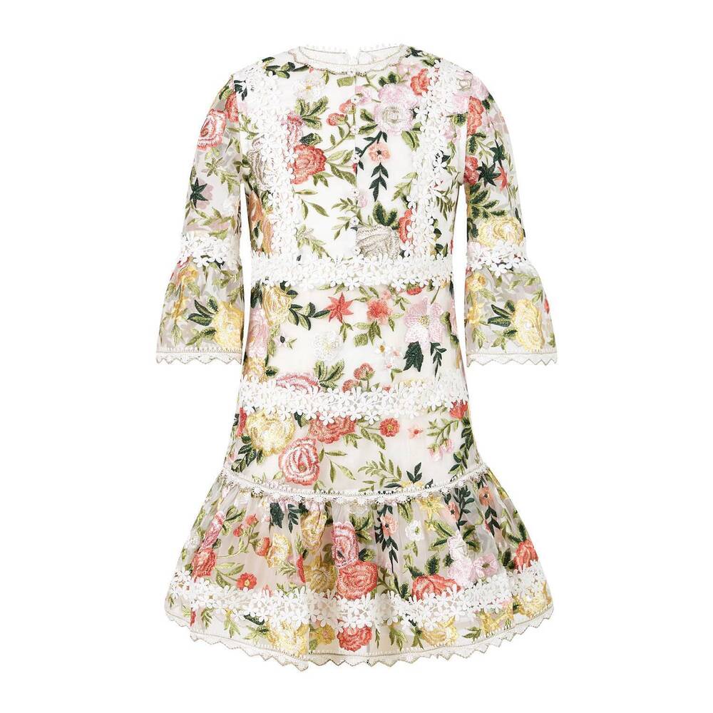 NEW MARLO kid's allure embroidered sleeve mini dress in multi